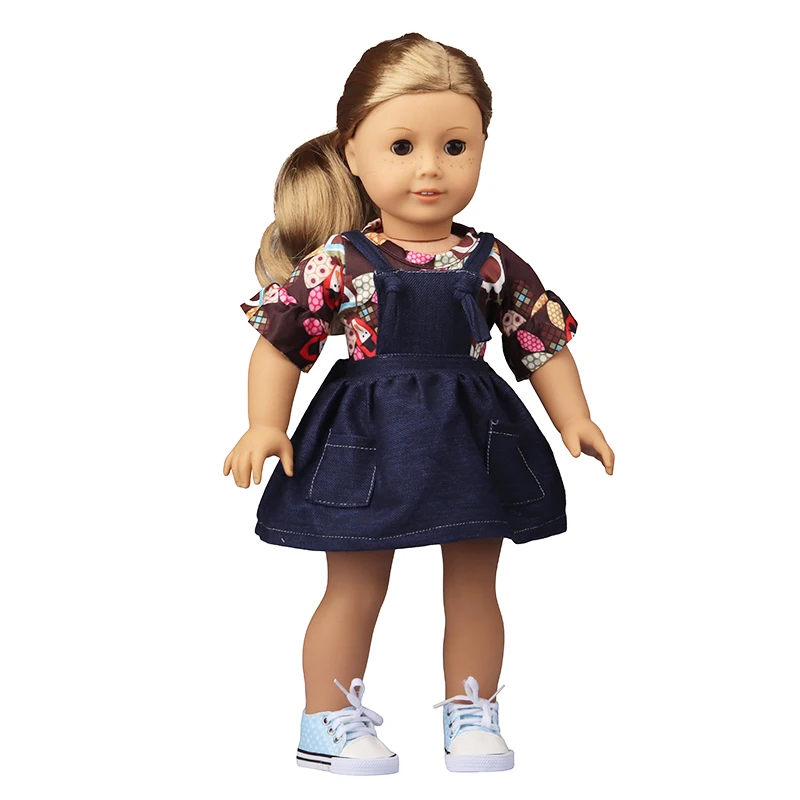 Doll Clothes Denim Suit T-shirt+Pants/Skirt Clothes Set For 18 Inch Amerian&43cm Baby New Born Doll Fot OG Girl Doll Gift Toys