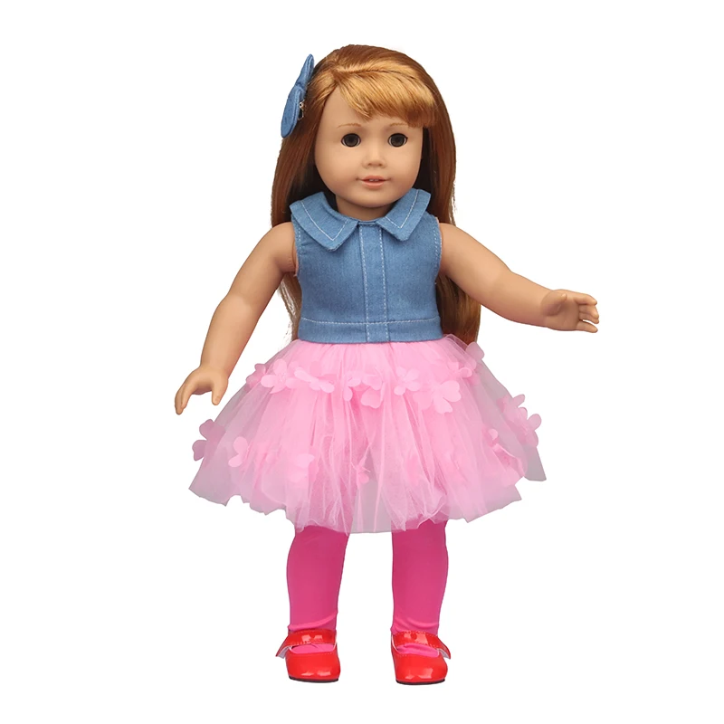 Doll Clothes Denim Suit T-shirt+Pants/Skirt Clothes Set For 18 Inch Amerian&43cm Baby New Born Doll Fot OG Girl Doll Gift Toys