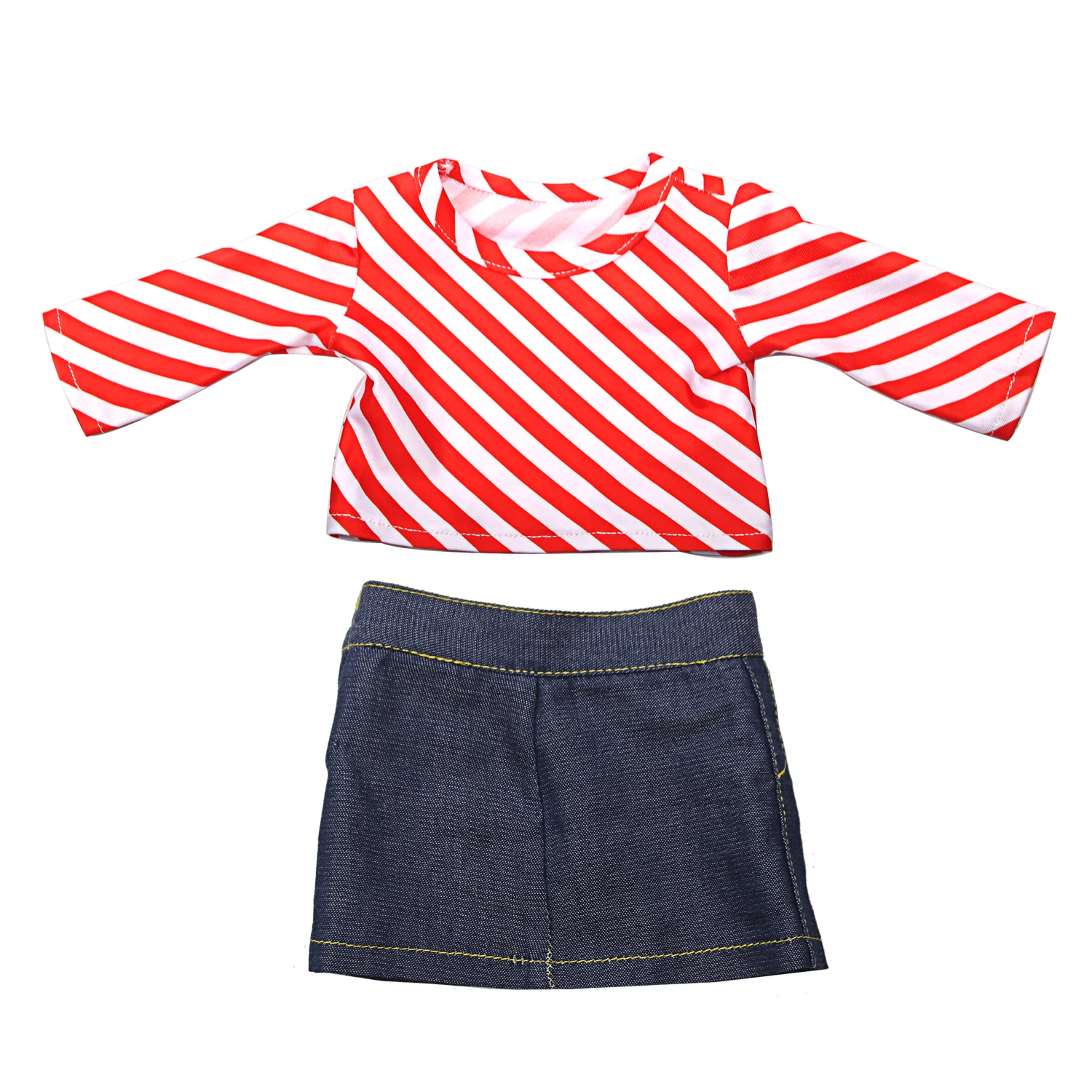 Doll Clothes Denim Suit T-shirt+Pants/Skirt Clothes Set For 18 Inch Amerian&43cm Baby New Born Doll Fot OG Girl Doll Gift Toys