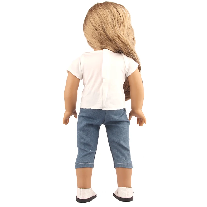 Doll Clothes Denim Suit T-shirt+Pants/Skirt Clothes Set For 18 Inch Amerian&43cm Baby New Born Doll Fot OG Girl Doll Gift Toys