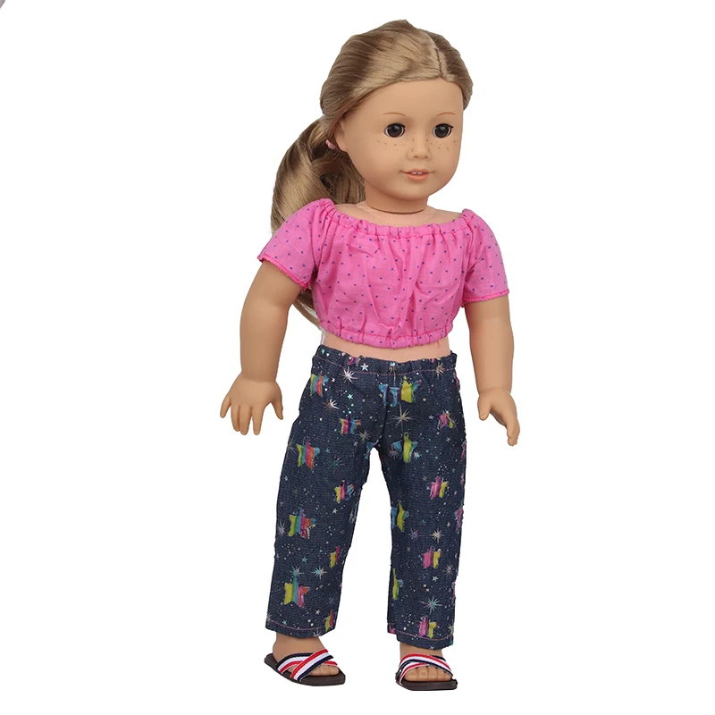 Doll Clothes Denim Suit T-shirt+Pants/Skirt Clothes Set For 18 Inch Amerian&43cm Baby New Born Doll Fot OG Girl Doll Gift Toys