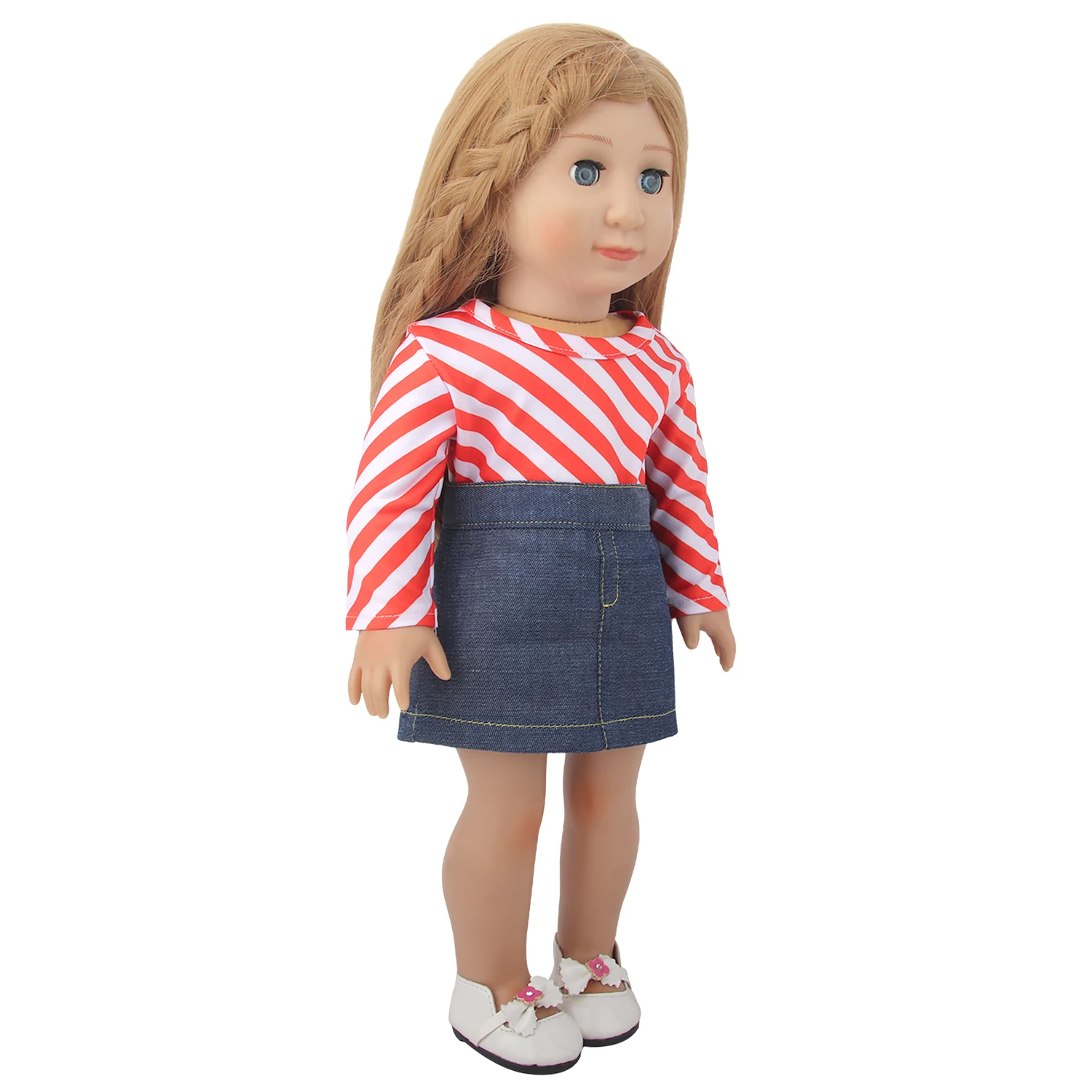 Doll Clothes Denim Suit T-shirt+Pants/Skirt Clothes Set For 18 Inch Amerian&43cm Baby New Born Doll Fot OG Girl Doll Gift Toys
