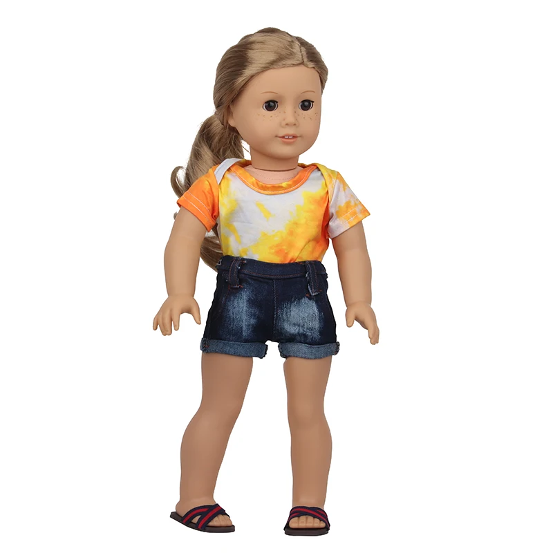 Doll Clothes Denim Suit T-shirt+Pants/Skirt Clothes Set For 18 Inch Amerian&43cm Baby New Born Doll Fot OG Girl Doll Gift Toys