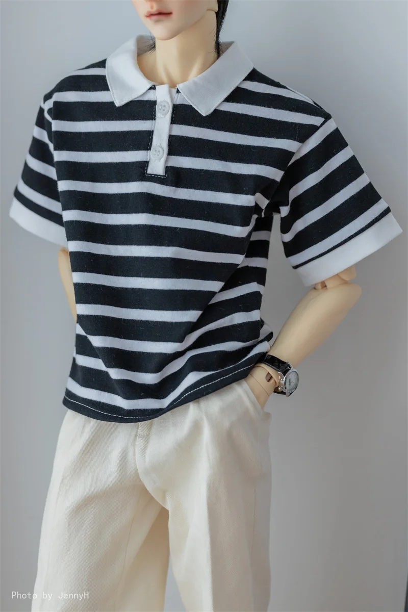 BJD Clothes Short Sleeve T-Shirt 1/3 1/4 68 70cm Striped POLO Shirt BJD Doll Accessories