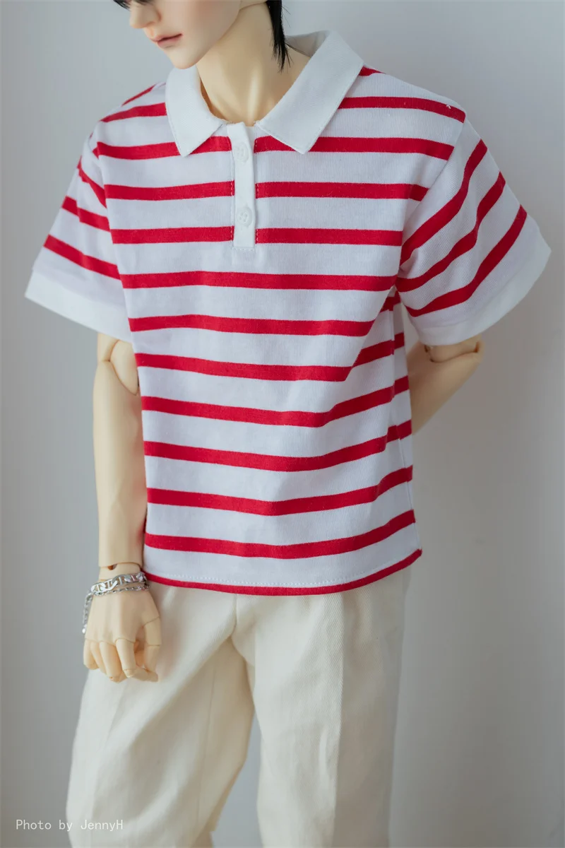 BJD Clothes Short Sleeve T-Shirt 1/3 1/4 68 70cm Striped POLO Shirt BJD Doll Accessories