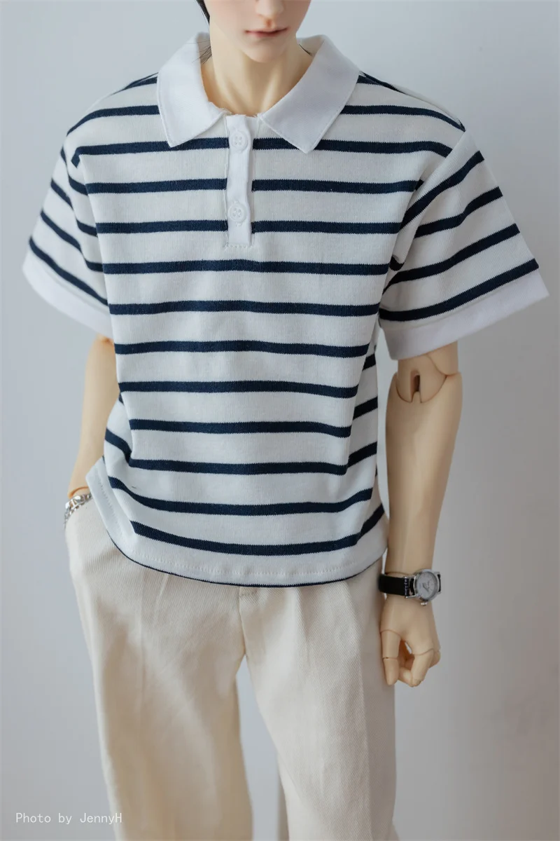 BJD Clothes Short Sleeve T-Shirt 1/3 1/4 68 70cm Striped POLO Shirt BJD Doll Accessories