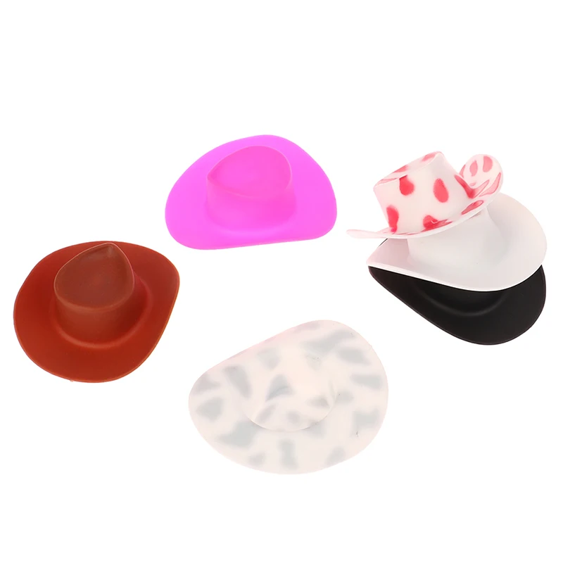 10Pcs 1/12 Dollhouse Western Cowboy Hat Miniature Plastic Doll Hat Mini Cowgirl Hat For Dolls Decoration Accessories