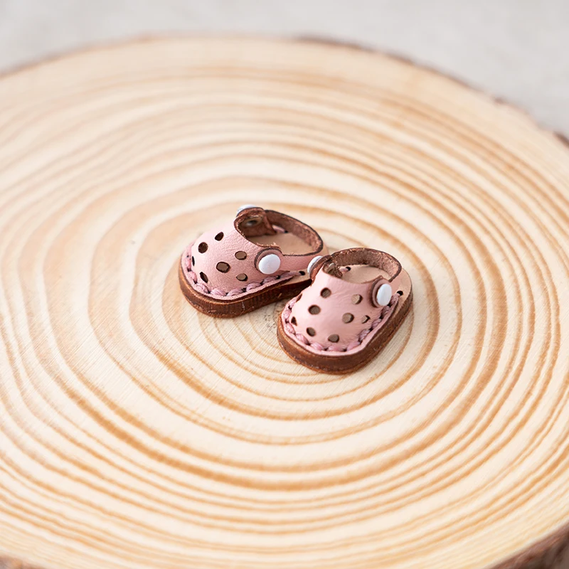 Ob11 Doll Shoes Doll Cowhide Hole Slippers Shoes Bjd Doll Sandals For Ob11, Obitsu 11, Molly, Gsc, 1/12 Bjd Dolls