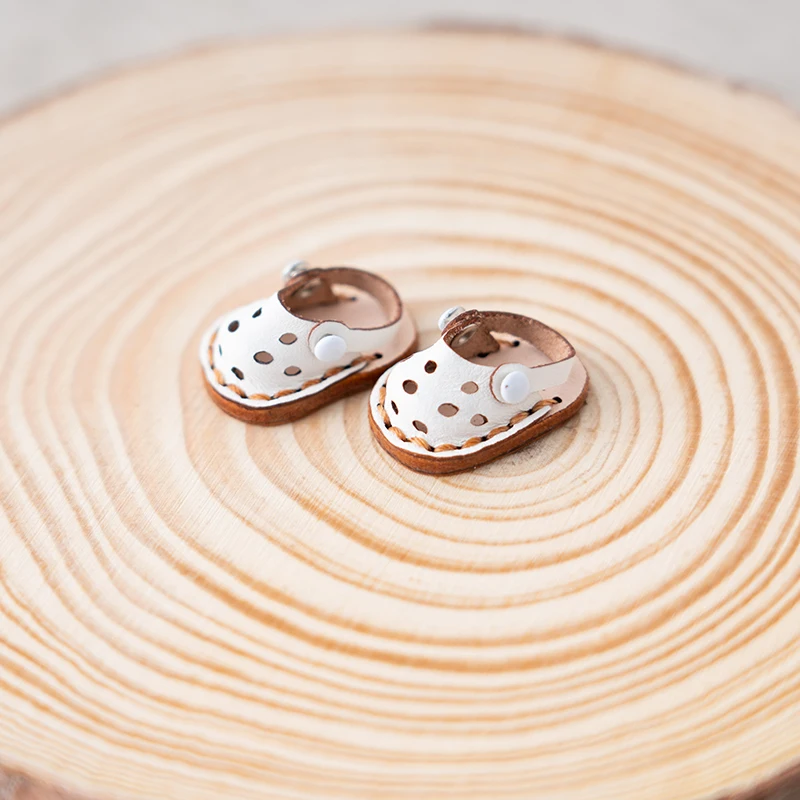 Ob11 Doll Shoes Doll Cowhide Hole Slippers Shoes Bjd Doll Sandals For Ob11, Obitsu 11, Molly, Gsc, 1/12 Bjd Dolls