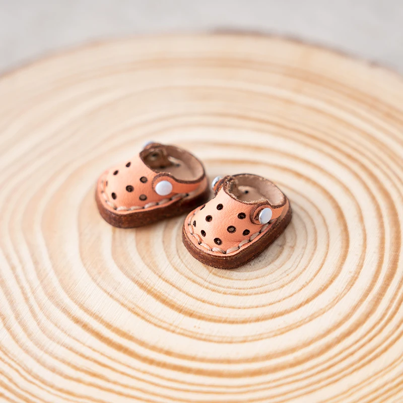 Ob11 Doll Shoes Doll Cowhide Hole Slippers Shoes Bjd Doll Sandals For Ob11, Obitsu 11, Molly, Gsc, 1/12 Bjd Dolls