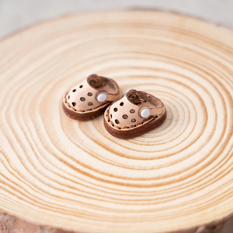Ob11 Doll Shoes Doll Cowhide Hole Slippers Shoes Bjd Doll Sandals For Ob11, Obitsu 11, Molly, Gsc, 1/12 Bjd Dolls