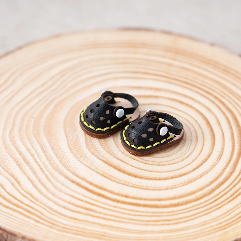 Ob11 Doll Shoes Doll Cowhide Hole Slippers Shoes Bjd Doll Sandals For Ob11, Obitsu 11, Molly, Gsc, 1/12 Bjd Dolls