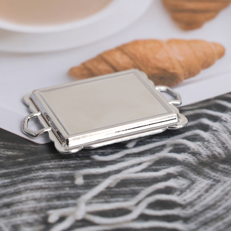 10pcs/Set 1/12 Dollhouse Miniature Silver Metal Tea Coffee Tray Model Kitchen Tableware Set For Doll House Decor Kids Toys Gift