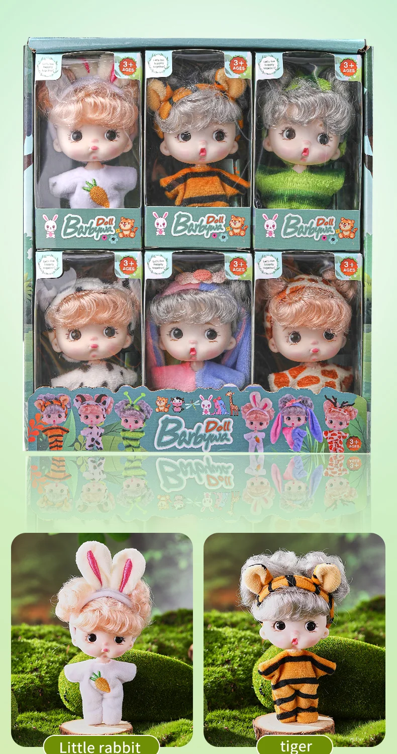 6Pcs Lifelike Reborn Baby Doll Mini Baby Doll Set with Clothes Cute Silicone Girl Toy for Birthday Christmas Gift
