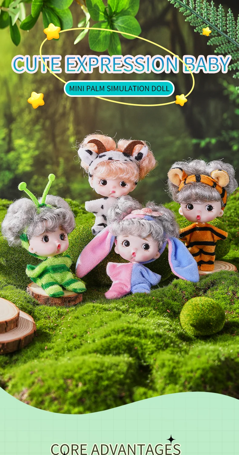 6Pcs Lifelike Reborn Baby Doll Mini Baby Doll Set with Clothes Cute Silicone Girl Toy for Birthday Christmas Gift
