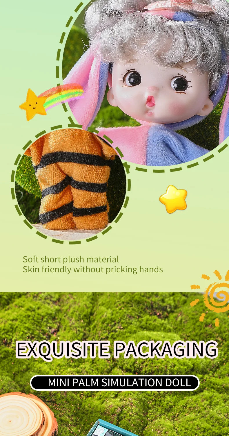6Pcs Lifelike Reborn Baby Doll Mini Baby Doll Set with Clothes Cute Silicone Girl Toy for Birthday Christmas Gift