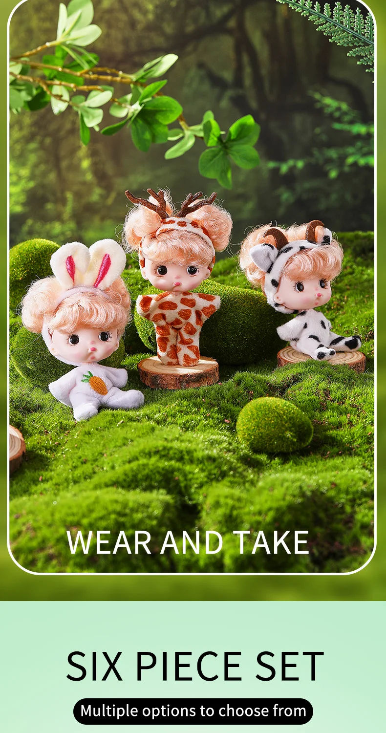 6Pcs Lifelike Reborn Baby Doll Mini Baby Doll Set with Clothes Cute Silicone Girl Toy for Birthday Christmas Gift