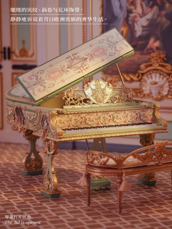 1/6 DollHouse Decoration Miniature Furniture Retro Court Sofa Floor Clock French Table Chair Baroque Piano Decoration Diy Gift