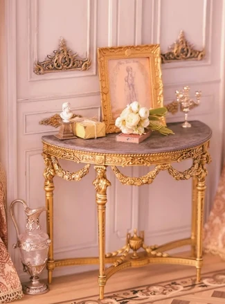 1/6 DollHouse Decoration Miniature Furniture Retro Court Sofa Floor Clock French Table Chair Baroque Piano Decoration Diy Gift