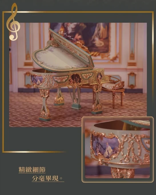 1/6 DollHouse Decoration Miniature Furniture Retro Court Sofa Floor Clock French Table Chair Baroque Piano Decoration Diy Gift