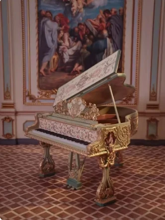 1/6 DollHouse Decoration Miniature Furniture Retro Court Sofa Floor Clock French Table Chair Baroque Piano Decoration Diy Gift