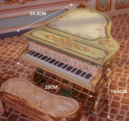 1/6 DollHouse Decoration Miniature Furniture Retro Court Sofa Floor Clock French Table Chair Baroque Piano Decoration Diy Gift