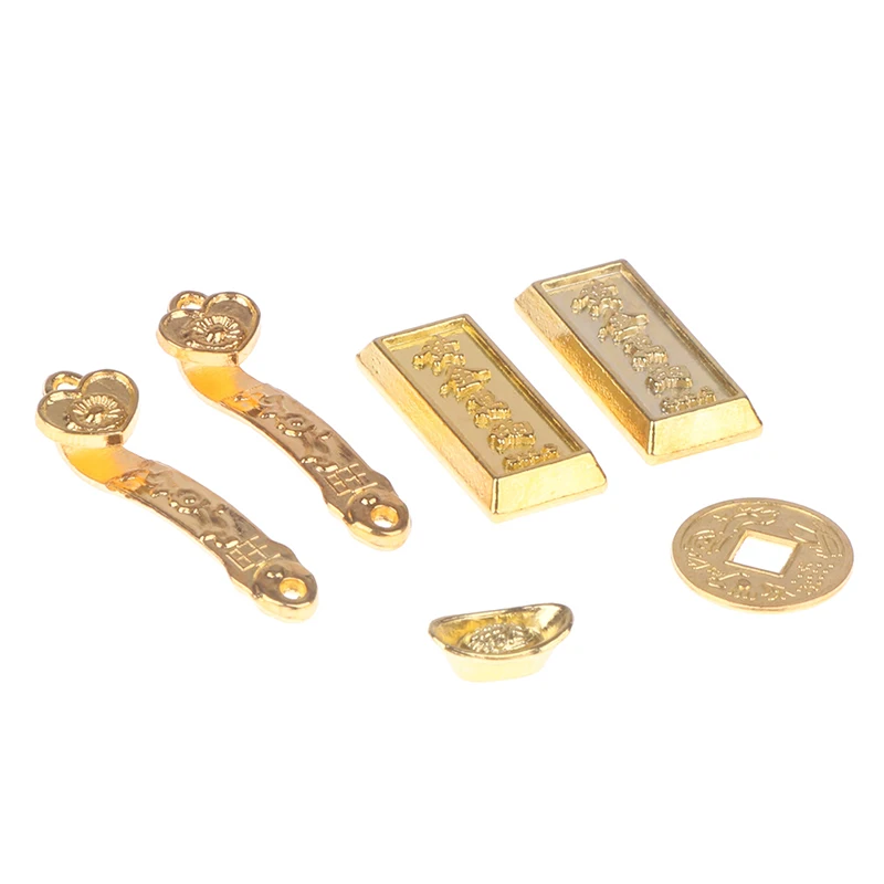 1/2/10pcs Miniature Treasure Chest Gold Yuan Treasure Copper Coin Model Mini Ruyi Gold Copper Coin Doll House Accessories