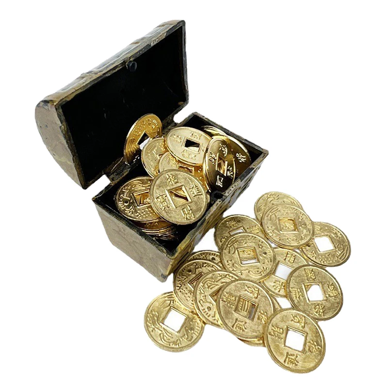 1/2/10pcs Miniature Treasure Chest Gold Yuan Treasure Copper Coin Model Mini Ruyi Gold Copper Coin Doll House Accessories