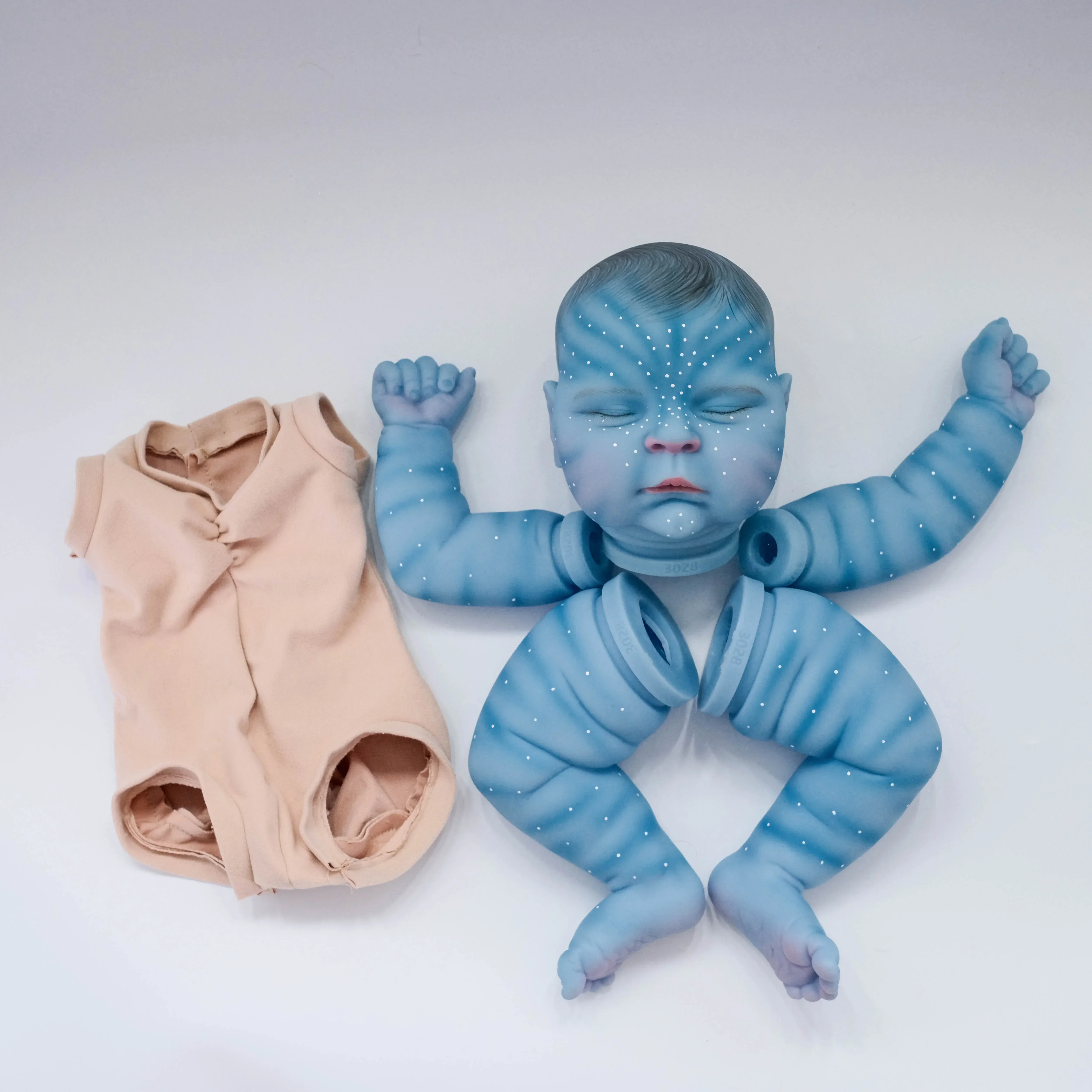 19inch Reborn Doll Kit Peaches Avatar in Blue skin 3D Painted Skin with Visible Veins DIY Reborn Doll Parts muñecas Kit reborn