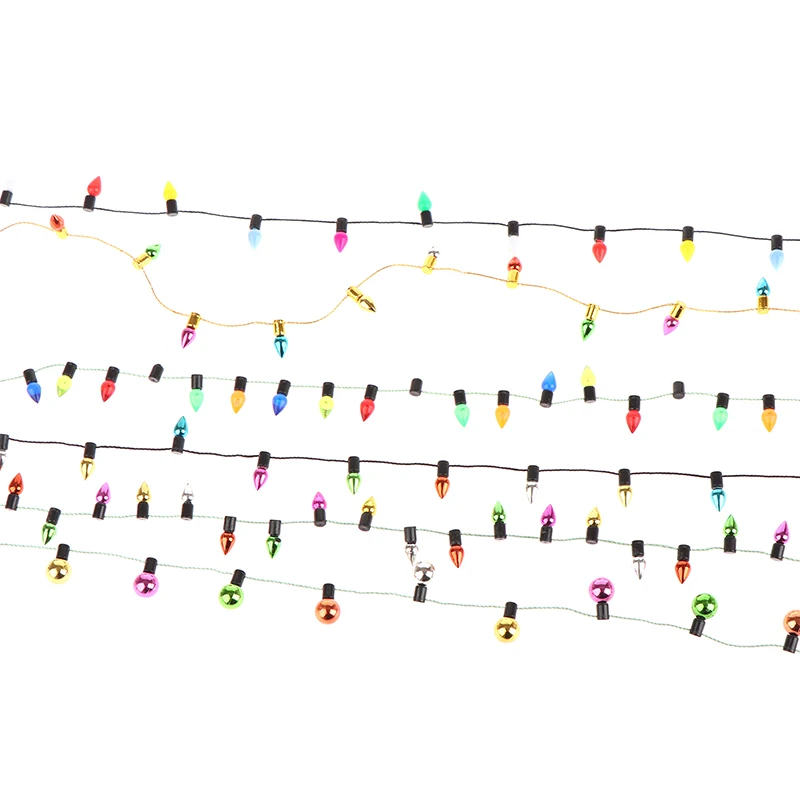 1Pcs 1:12 Christmas String Lights String Of Fake Lights Decoration Mini Furniture Dollhouse Miniature Accessories