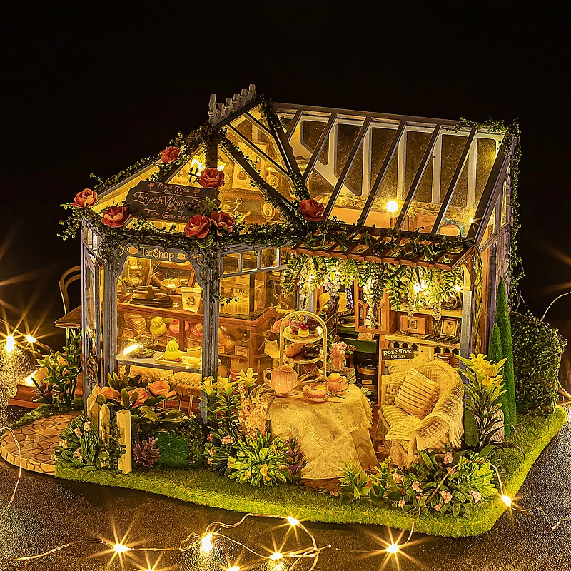 Wooden Dollhouse Kit Handmade Building Model 3D Puzzle Assembly Toy Miniature Doll House With Furniture Lighting Birthday Gifts