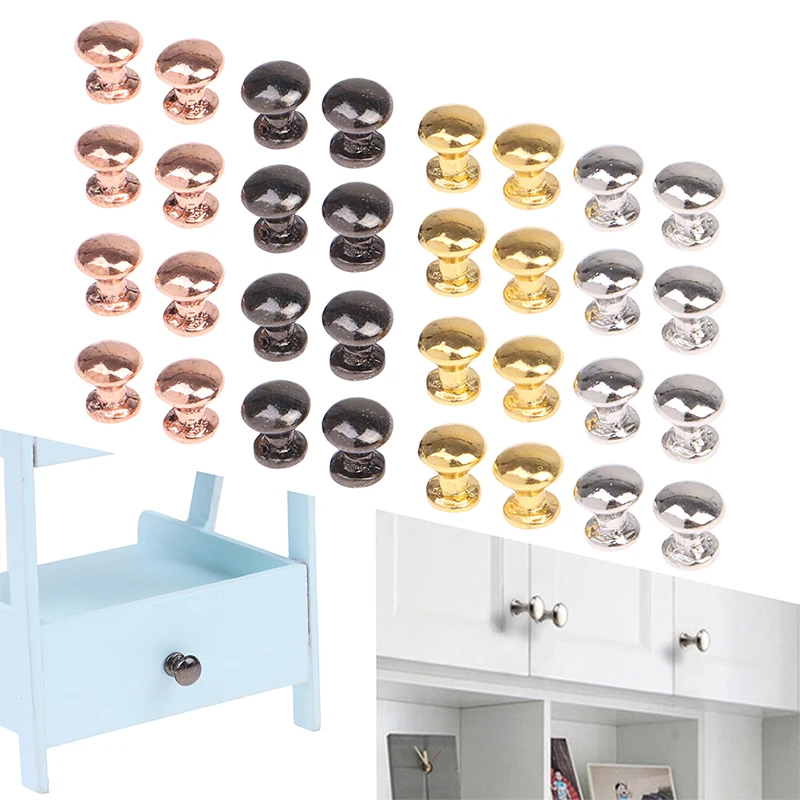 8Pcs 1:12 Dollhouse Miniature Antique Bronze Cabinet Drawer Knob Furniture Hardware Handles Wardrobe Kitchen Pulls Furniture Toy