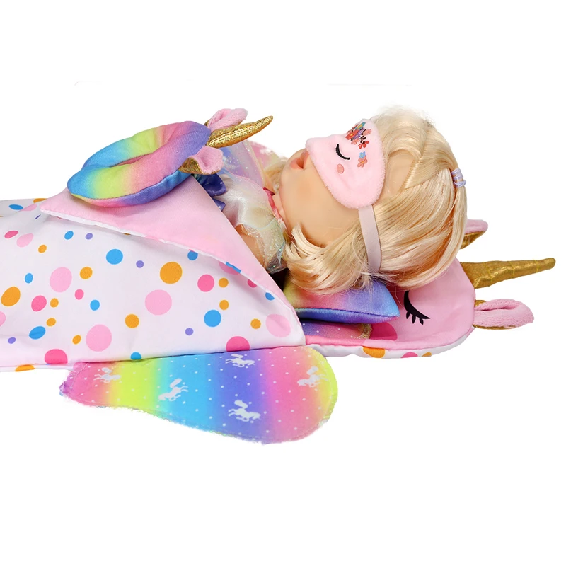 18 Inch Girl Doll Carry Bag Pink Rainbow Color 16" Baby Dolls Carry Out Sleeping Bag Child's Gift