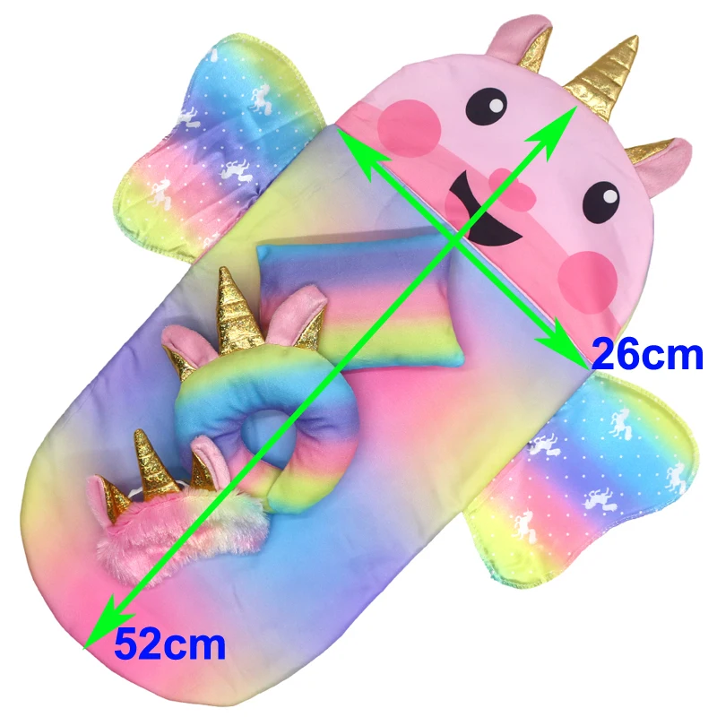 18 Inch Girl Doll Carry Bag Pink Rainbow Color 16" Baby Dolls Carry Out Sleeping Bag Child's Gift