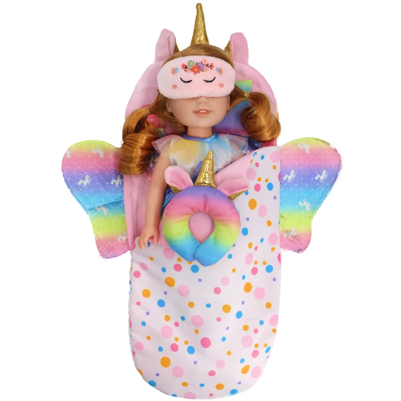 18 Inch Girl Doll Carry Bag Pink Rainbow Color 16" Baby Dolls Carry Out Sleeping Bag Child's Gift