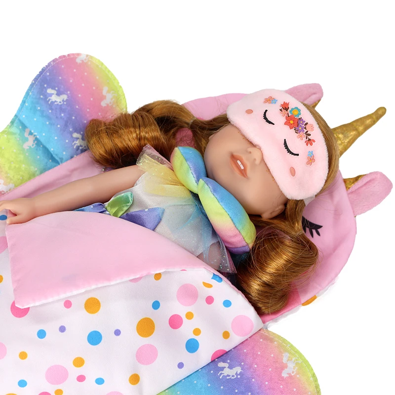 18 Inch Girl Doll Carry Bag Pink Rainbow Color 16" Baby Dolls Carry Out Sleeping Bag Child's Gift