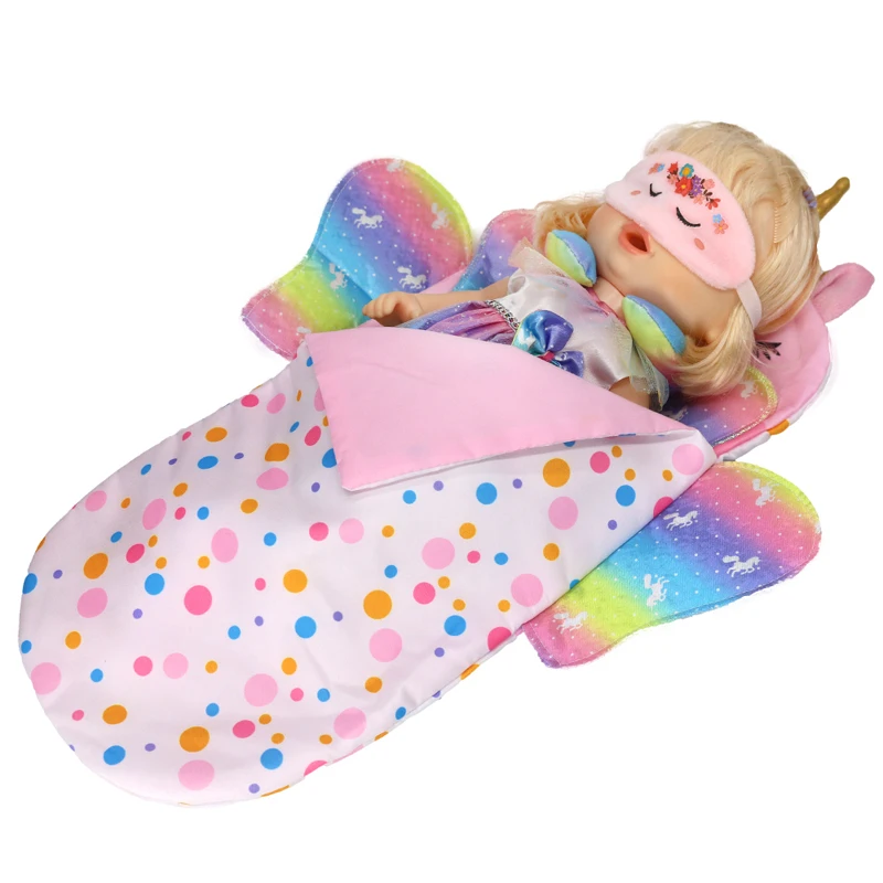 18 Inch Girl Doll Carry Bag Pink Rainbow Color 16" Baby Dolls Carry Out Sleeping Bag Child's Gift