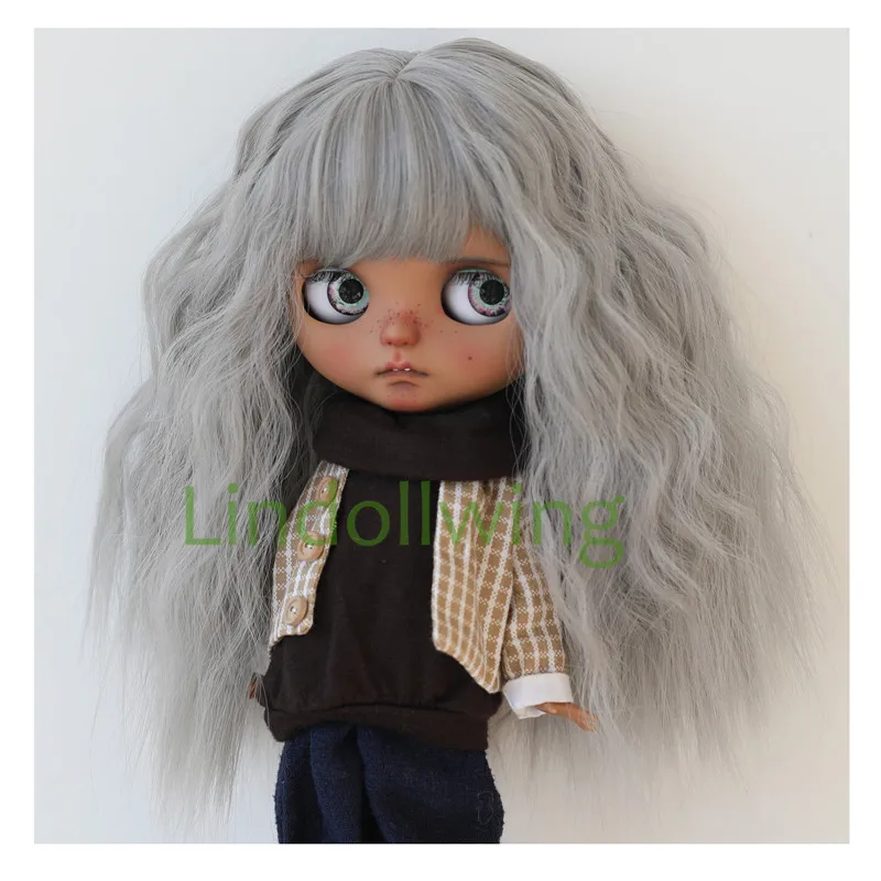 9-10 inch Blyth Wig Collection Of Long Curly With Bangs Hair