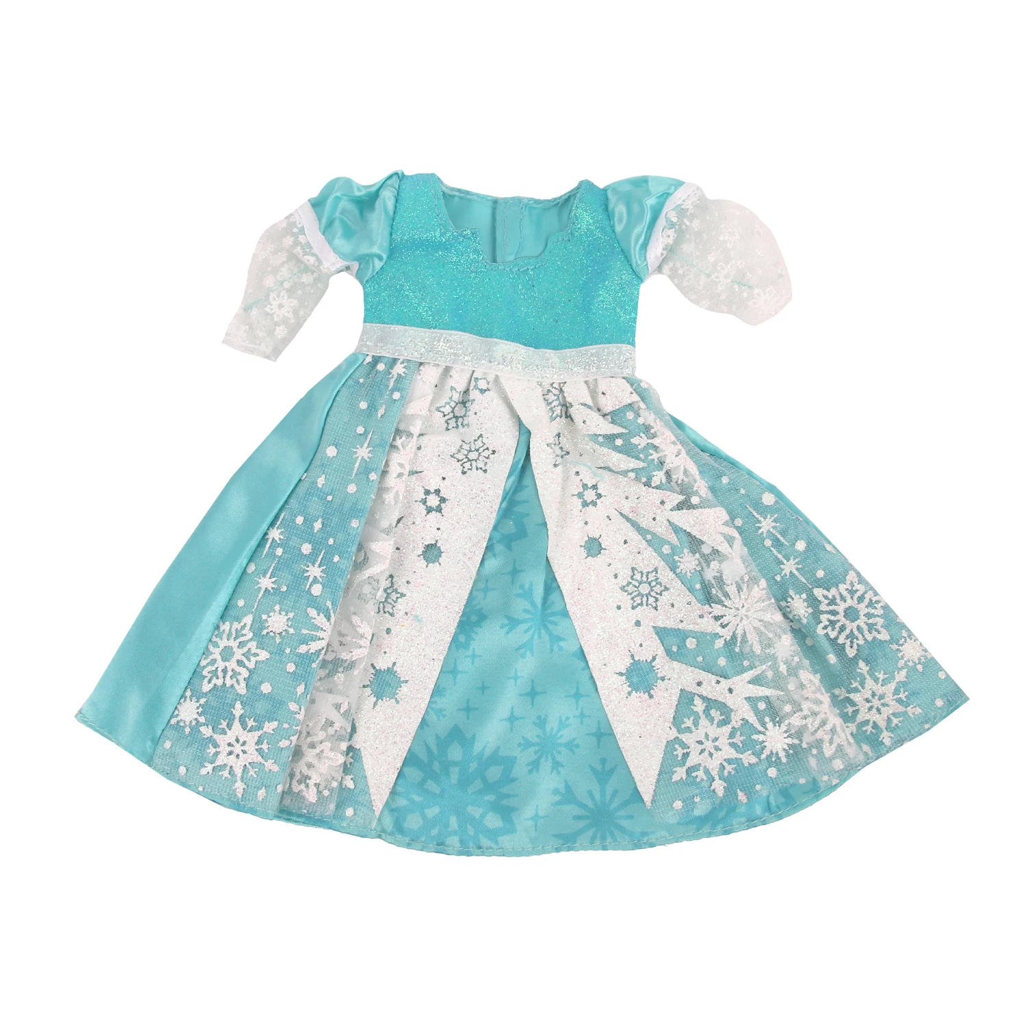 Lake Blue Snow Flower Dress For 14 Inches American Doll Three-tone Doll Skirt Clothes For 35cm Baby Russia DIY Girl Dolls Toy