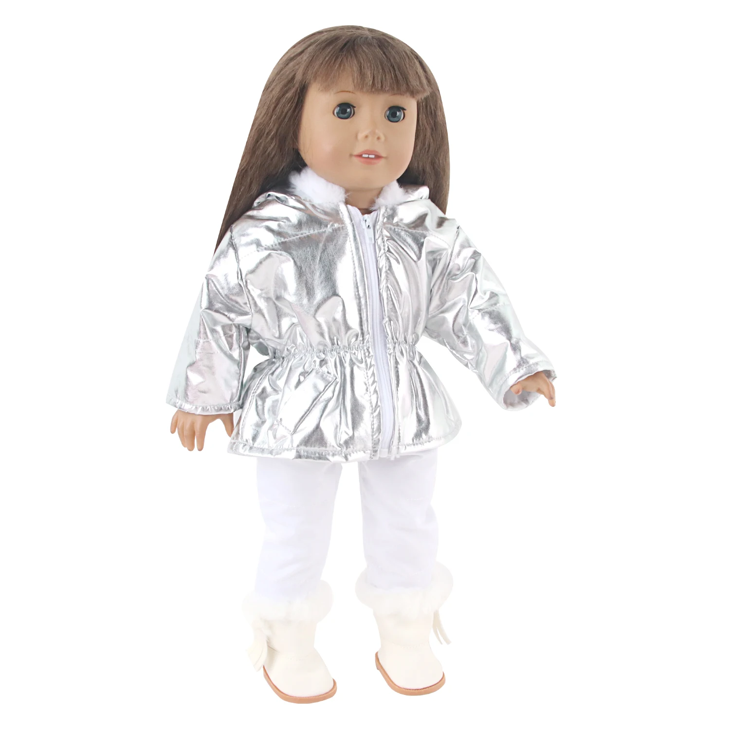 Silver Down Jacket Clothes Set For 18 Inches American Dolls Warm Coat Pants Suit For 43CM Baby New Bron&OG Girl,Russia DIY Dolls