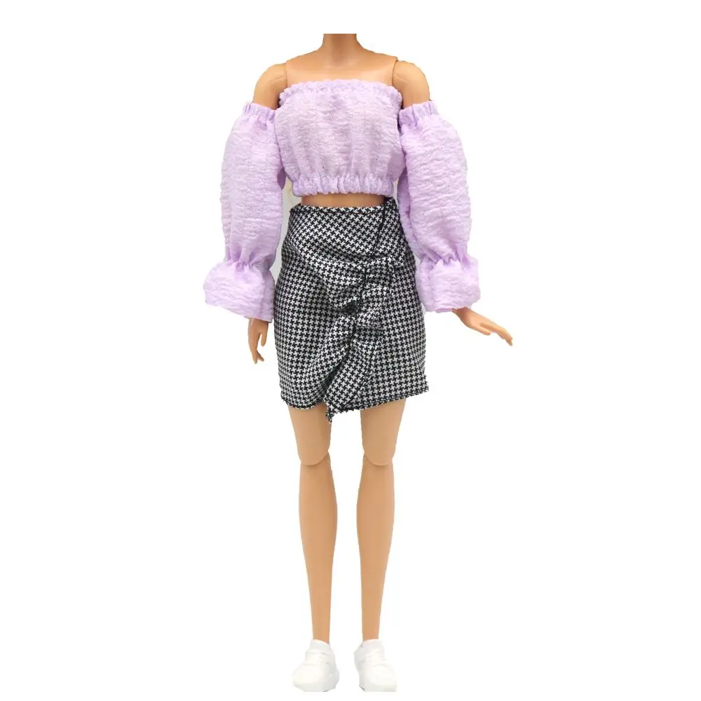 29cm Doll Kawaii Doll Clothes Cute Puff Sleeve T-shirt Skirt Daily Casual Clothing Accessories Girls Gift