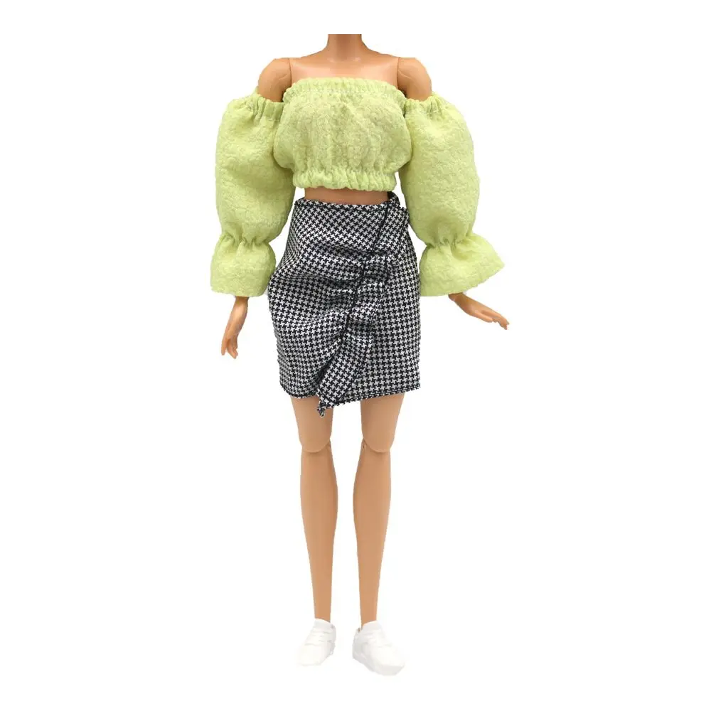 29cm Doll Kawaii Doll Clothes Cute Puff Sleeve T-shirt Skirt Daily Casual Clothing Accessories Girls Gift