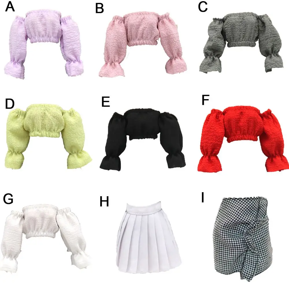 29cm Doll Kawaii Doll Clothes Cute Puff Sleeve T-shirt Skirt Daily Casual Clothing Accessories Girls Gift