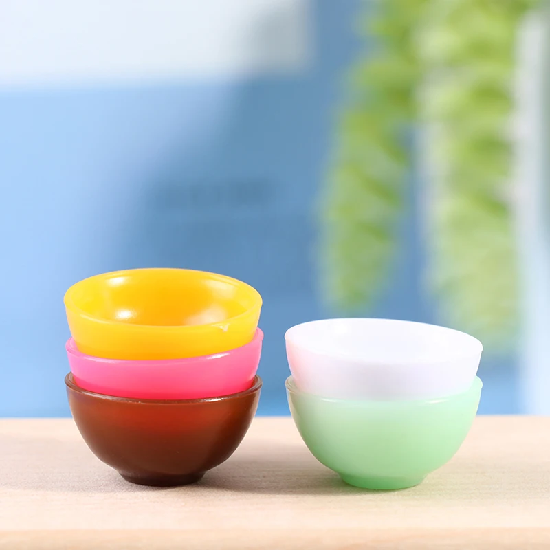5Pcs/Set 1:12 Dollhouse Miniature Rice Bowl Salad Bowl Plastic Dish Tableware Mini Kitchen Furniture Accessories