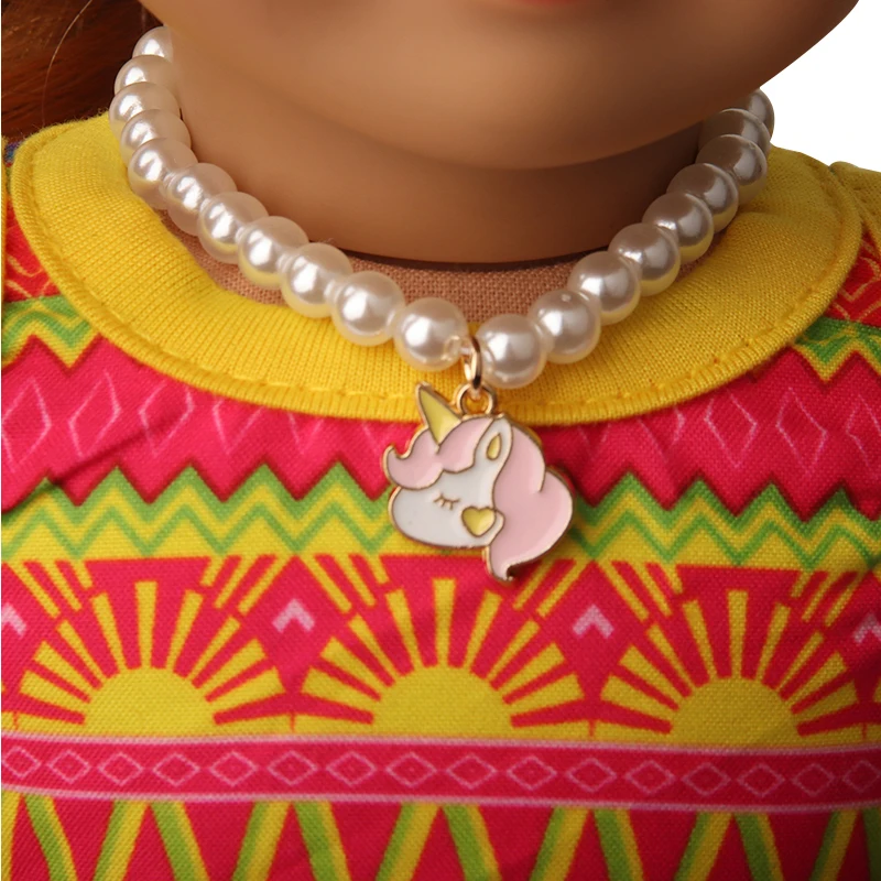 Artificial Pearls Windmills, Unicorn, Hearts, Bats, Astronauts Necklace For Doll Accessorires For American,OG,LIfe,EXO Dolls