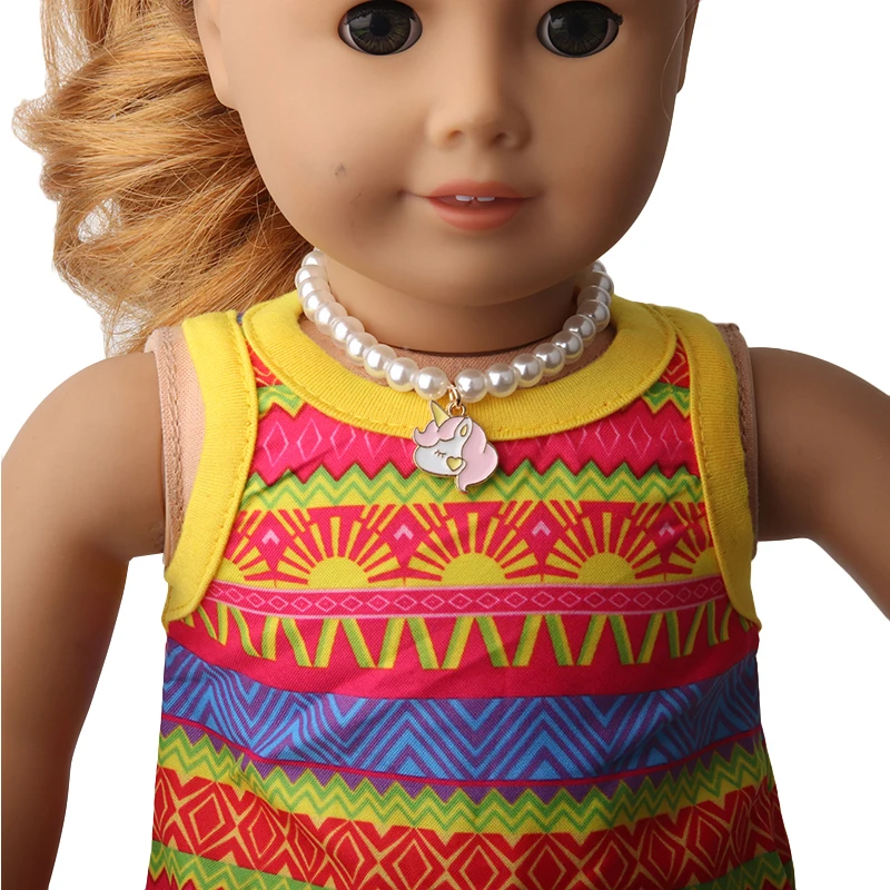 Artificial Pearls Windmills, Unicorn, Hearts, Bats, Astronauts Necklace For Doll Accessorires For American,OG,LIfe,EXO Dolls
