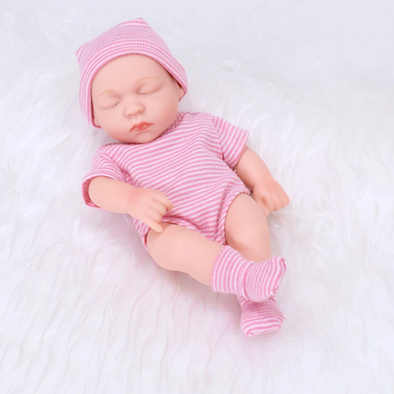 20cm Vinyl Reborn Dolls Lifelike Mini Doll Toys 17.74in Soft and Full Vinyl Doll Sleep Reborn Toy DIY Doll Toys Reborn Gift Doll