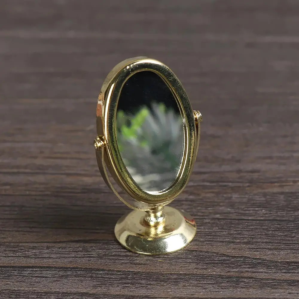 DIY Dollhouse Ornament Vintage Furniture European Style 1:12 Scale Doll House Accessories Mini Gloden Frames Miniature Mirror