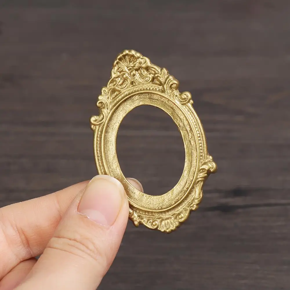 DIY Dollhouse Ornament Vintage Furniture European Style 1:12 Scale Doll House Accessories Mini Gloden Frames Miniature Mirror