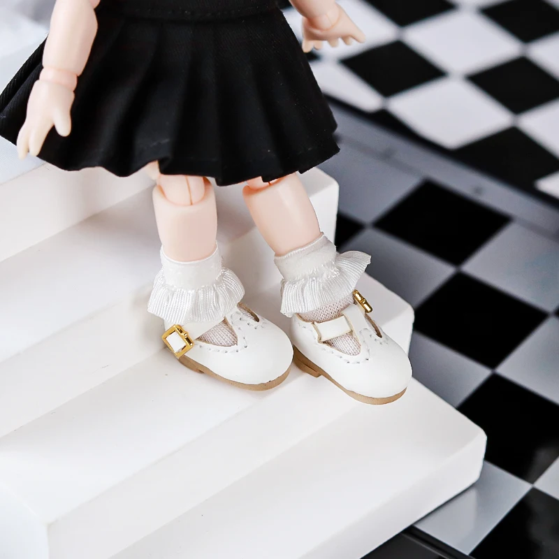 1 Pair of OB11 Doll Baby Shoes Spotted Bow High Heels 1/12 Bjd Doll Shoes Decoration Detachable Doll PVC Material